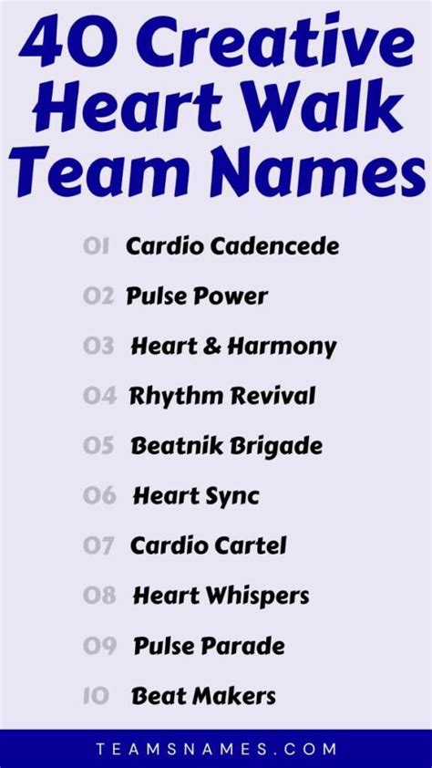 team names for heart walk|700 Creative Heart Walk Team Names Ideas To .